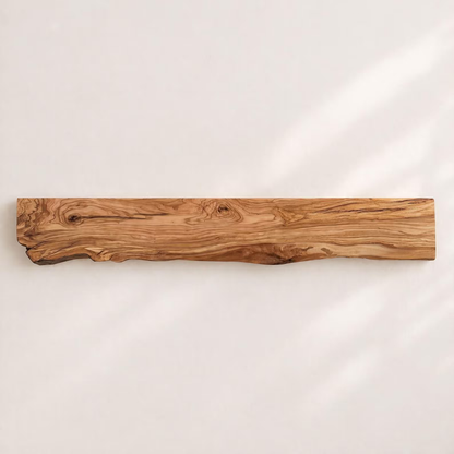 Raft plutitor din lemn de măslin cu margine naturală, decor rustic
